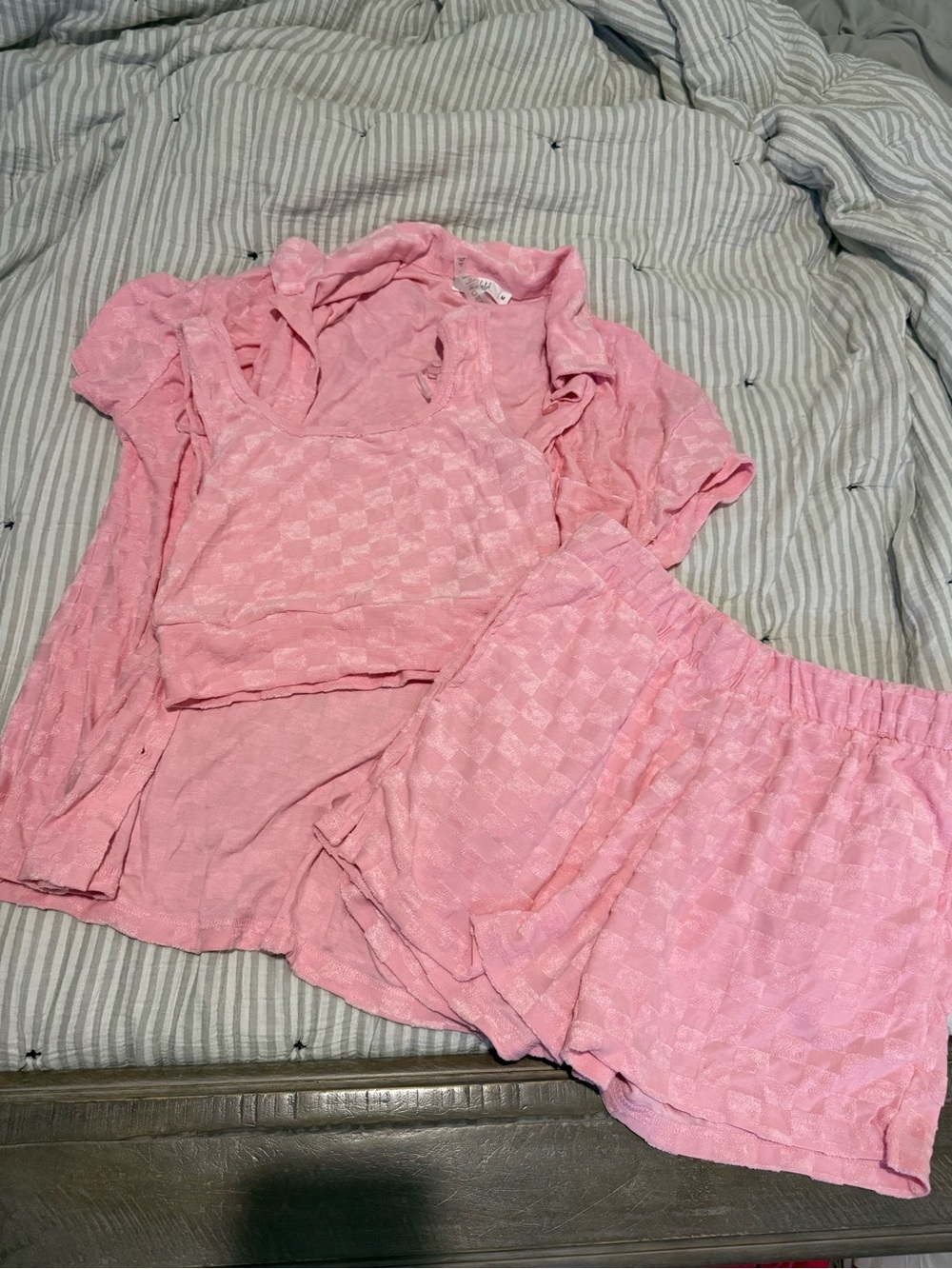 Women's Pink Swim Coverup Three-Piece Set — Tank, Shorts & Shirt, NWOT